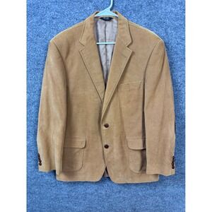 Ben Silver Charleston Corduroy Blazer Men 43R Tan Sport Coat Suede Elbow Patches